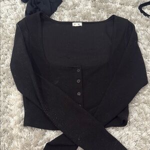 Garage Charcoal Ribbed Cardigan